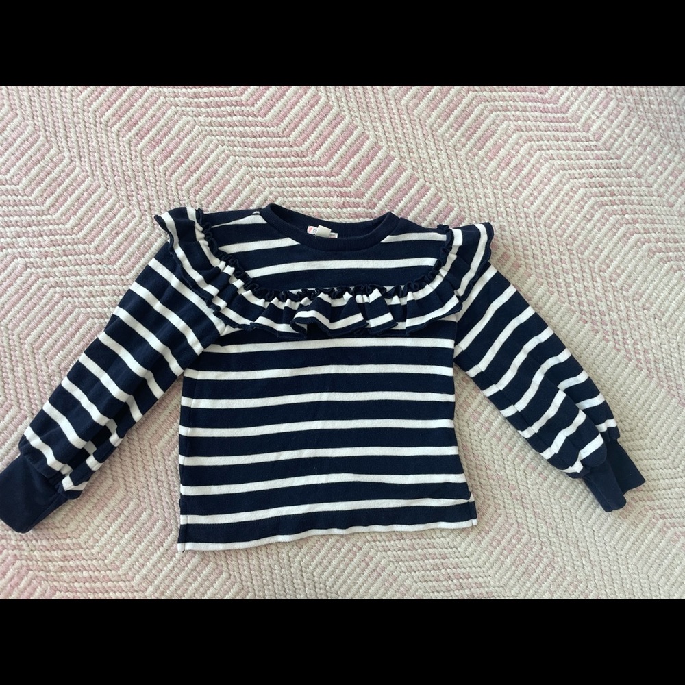 Girls Crewcuts Striped Sweater with Ruffle